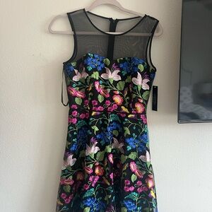 Floral Embroidered Black Dress